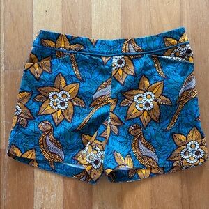 Elevenses High Waist Blue and Gold Patterned Shorts